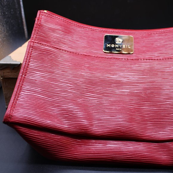 Monteil Paris Red Epi Embossed Makeup Bag Wristlet - Picture 6 of 6